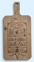 Bamboo Cutting Board Engraved with Kitchen Rules. Add a name FREE