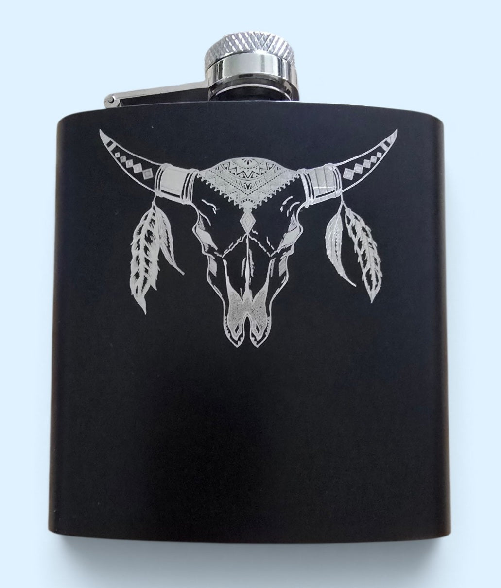 Hip Flask Texas Longhorn Design Add Your Name