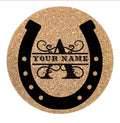 Cork Coasters Set Of 8 Customized with your Text with Horseshoe